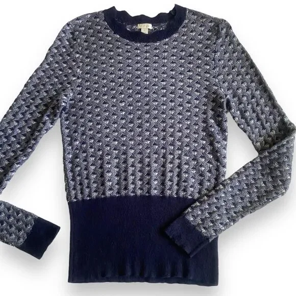 Hinge Women’s Wool Blend Blue Grey Knit Pullover Sweater Size S Cozycore - Picture 5 of 11